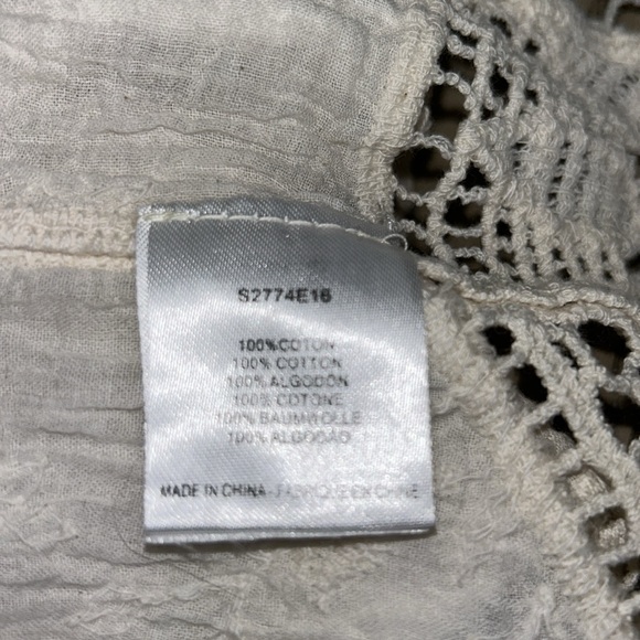 Holly Bracken Bohemian Crochet Three Quarter Sleeve Ivory Pullover Top Small - Picture 6 of 6